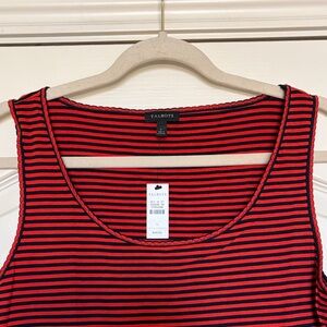 Talbots Women's orange and navy Striped Tank Top sz L large NWT new
